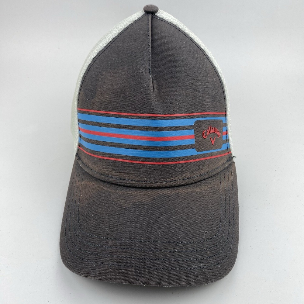 Callaway‎ Mens Golf Hat Brown Red and Blue Stripes Adjustable